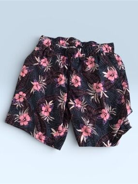 Empyre Black Swim Trunks with Pink Floral Print
